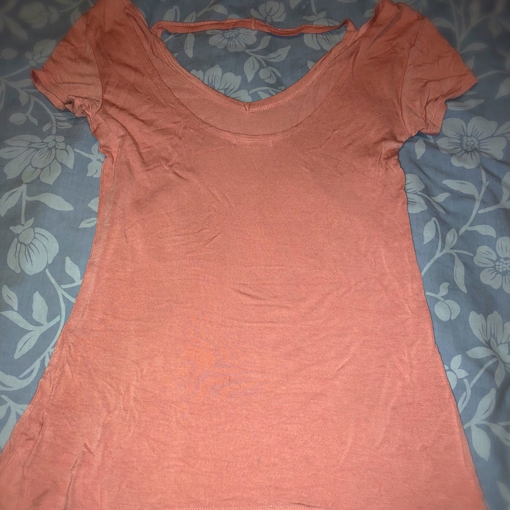 Pink short sleeve choker shirt (V neck)